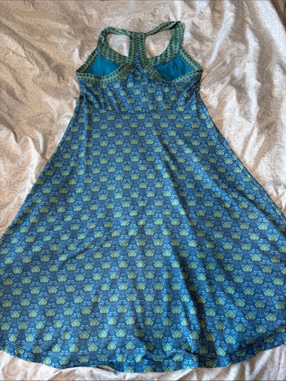 PrAna Cali Aztec Pattern Multicolored Blue Green Racerback Tank Dress Size Small - Picture 5 of 10